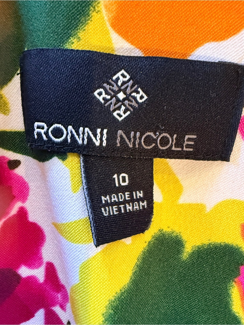 Ronni Nicole Floral Midi Dress Tropical Full Skirt White Orange Pink Red Size 10 - Picture 2 of 8